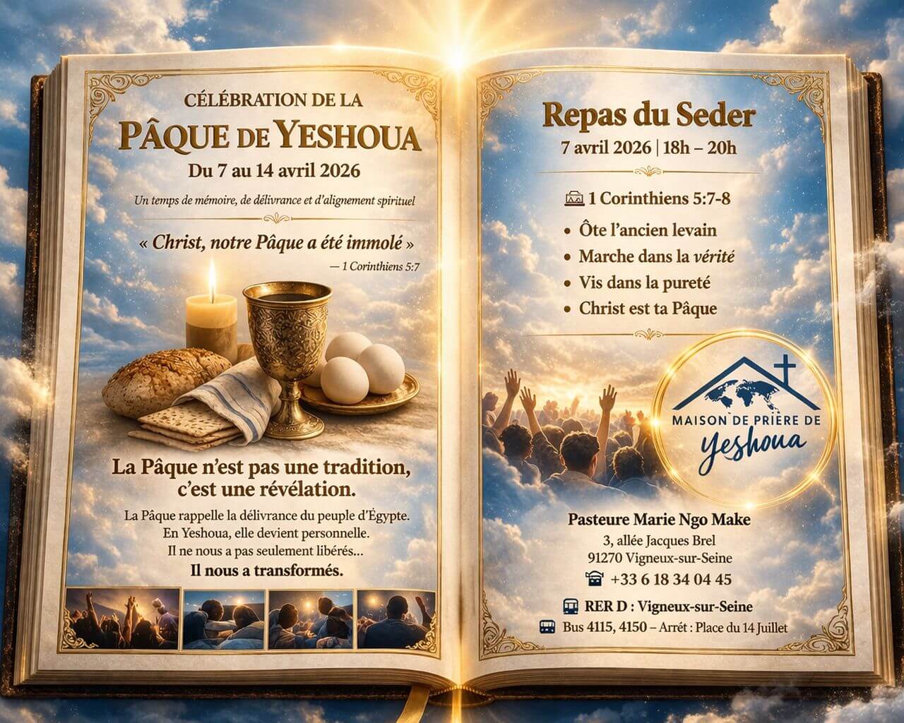 Flyer d'invitation au repas du Seder pour la fête de PESSAH 2026