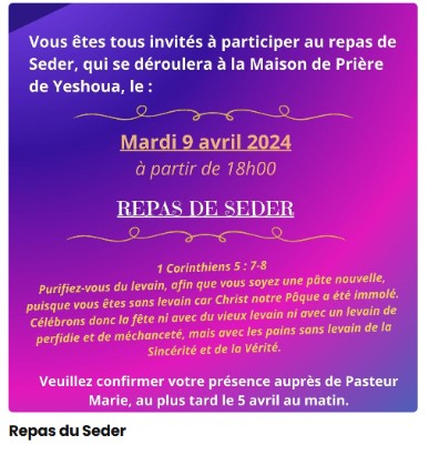 Flyer invitation Repas SEDER 2024