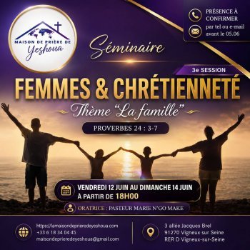 Flyer invitation au séminaire Femme & Chrétienneté 3ème session